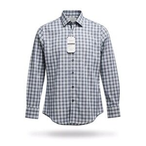 J.M. Haggar Mens Premium Performance Plaid Dress Shirt Blue Size Medium New